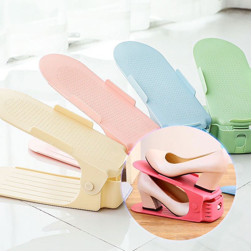 Double Layer Shoe Rack Storage Colorful 3 Level Adjustable Shoes ...