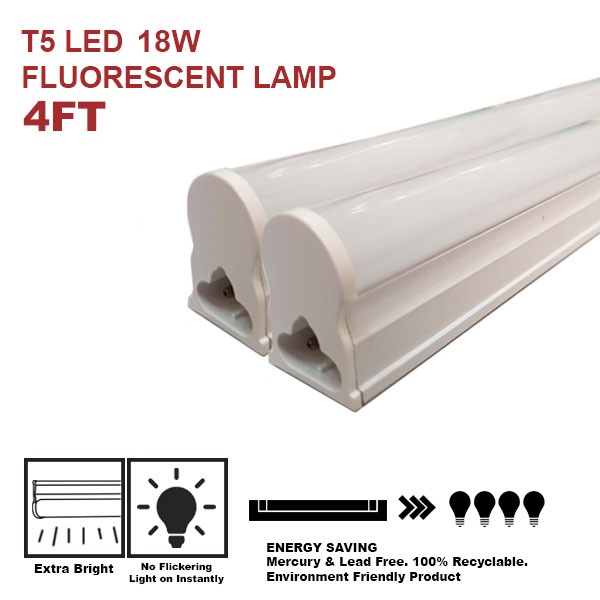 LEDEON T5 LED 18W 4ft / T5 LAMP COMPLETE WITH ALUMINIUM ALLOY FITTING ...