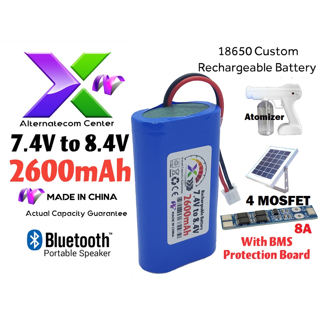 Rechargeable 7.4v 18650 2600mah Lithium Li Ion Battery Radio Solar 