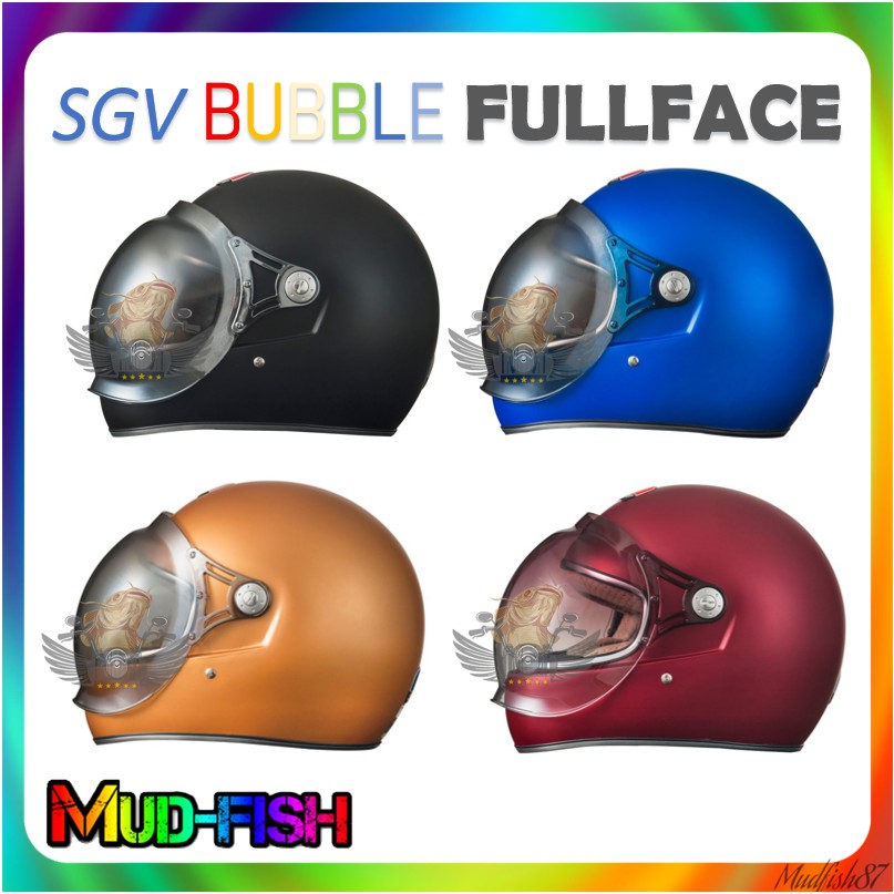 Full face bubble visor hot sale helmet