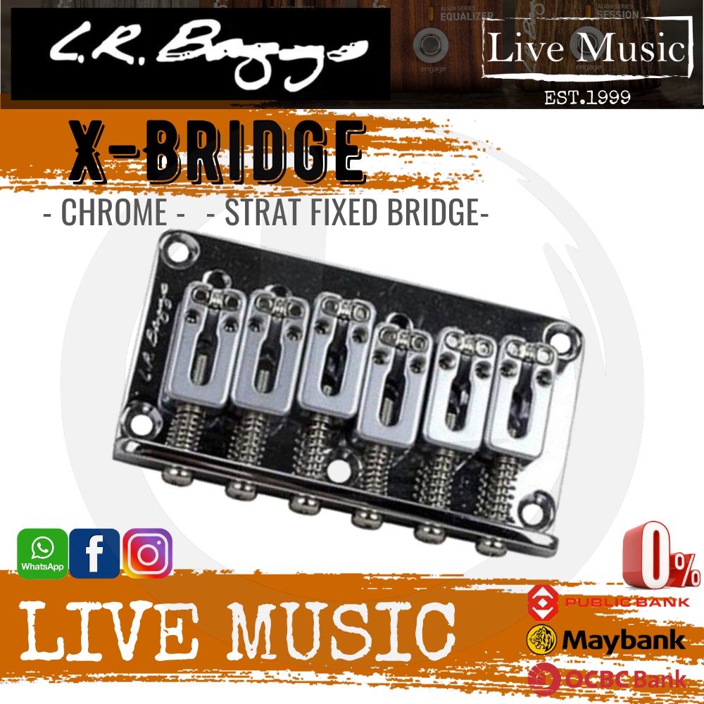 LR Baggs X-Bridge Strat Piezo Bridge Pickup, Fixed Bridge - Chrome ...