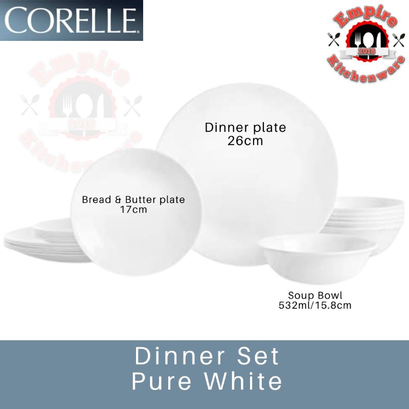 Corelle Winter Frost White 18pcs Dinnerware set | Shopee Malaysia