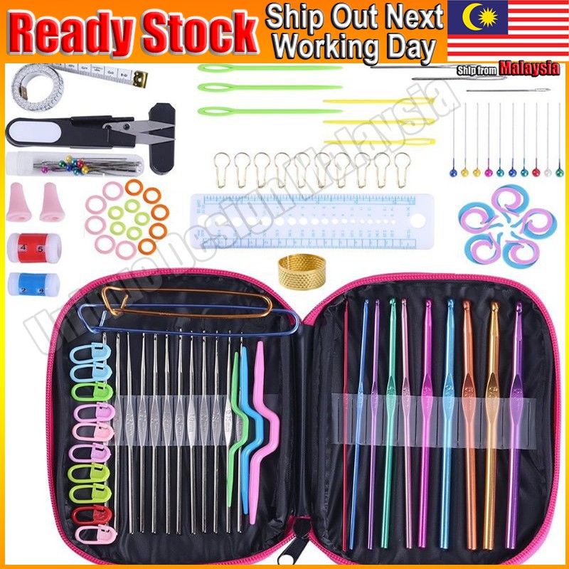 100pcs Crochet Hook Set Yarn Knitting Needles Sewing Tools Full Set DIY ...