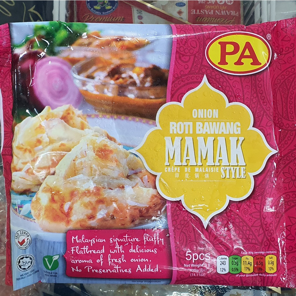PA Roti Canai Mamak Style 5pc. 450g Frozen Original Bawang | Shopee ...
