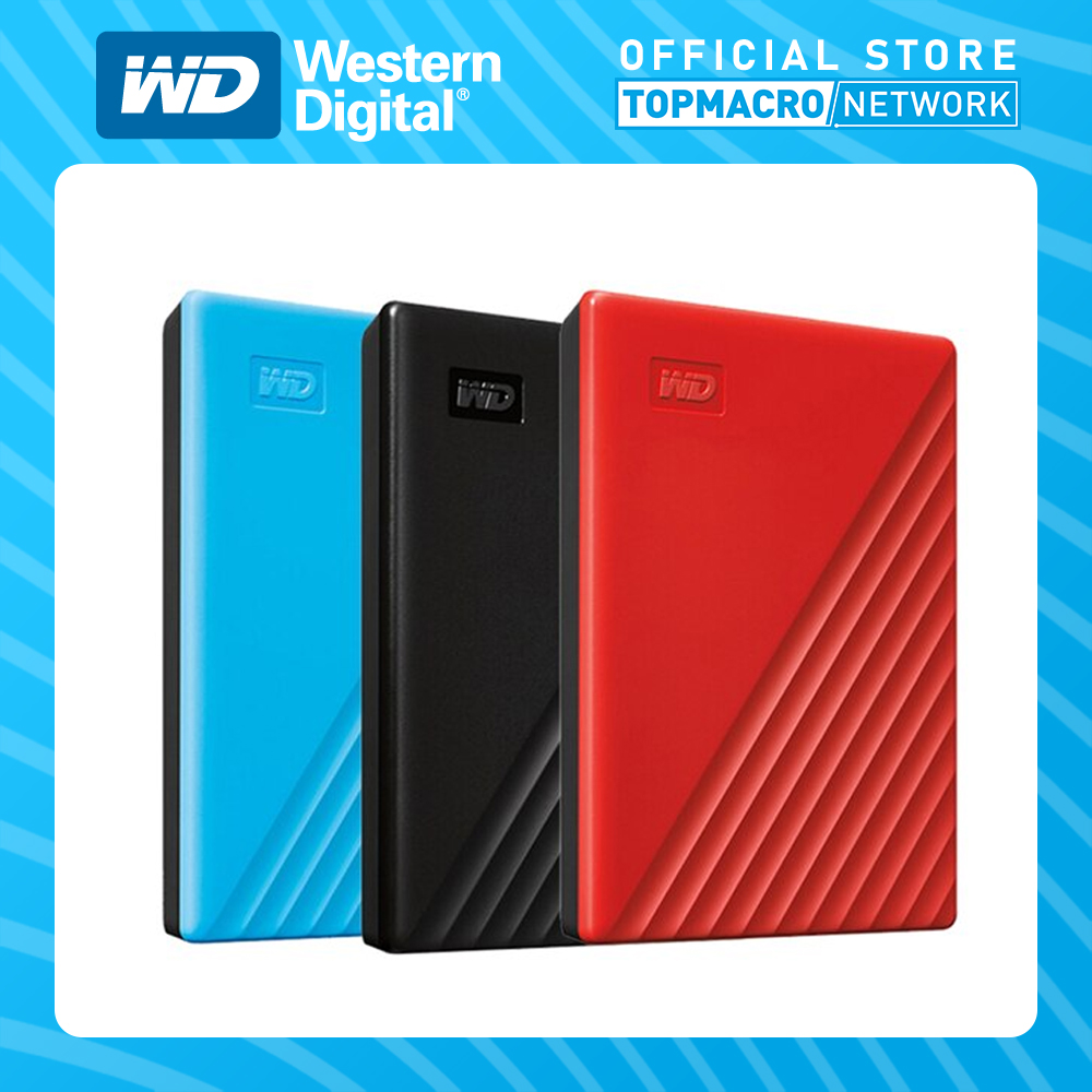 WESTERN DIGITAL 2TB MY PASSPORT PORTABLE EXTERNAL DRIVE (BLACK/BLUE/RED ...