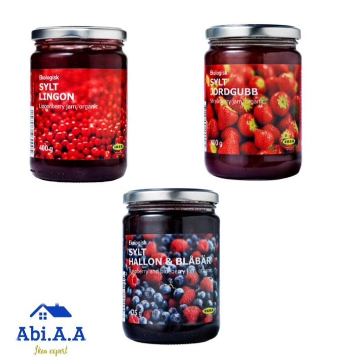 IKEA SYLT ORGANIC JAM LINGONBERRY RASPBERRY BLUEBERRY STRAWBERRY