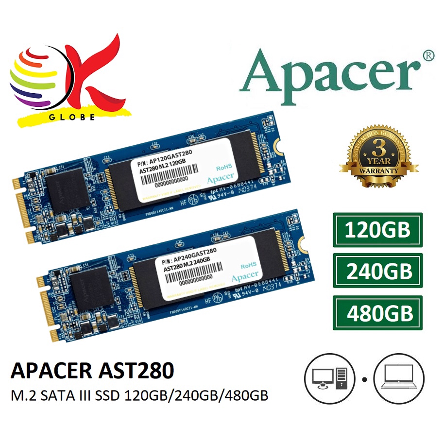 APACER SSD 6Gb/S M.2 2280 SATA III AST280 120GB (AP120GAST280-1 ...