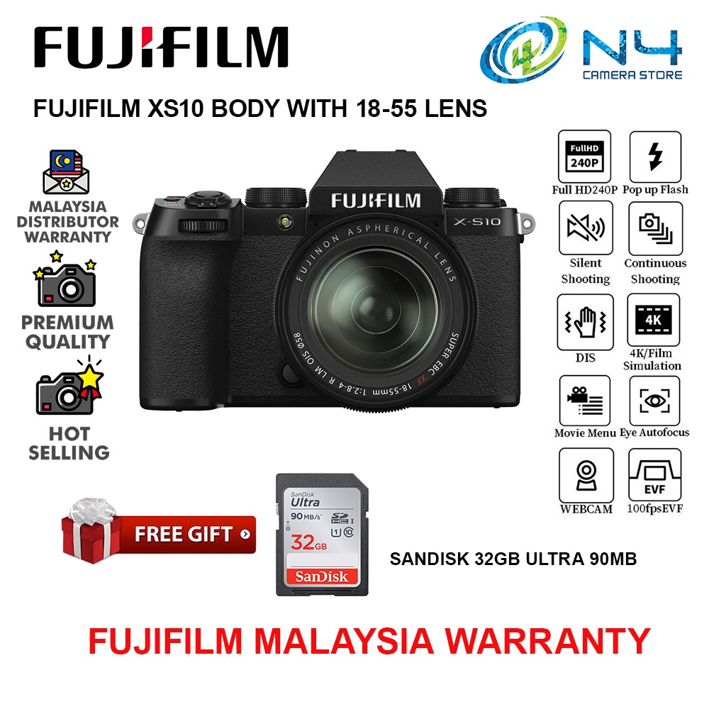 Fujifilm XS10 XS10 Digital Mirrorless Camera Body & XF1855 F2.8 KIT
