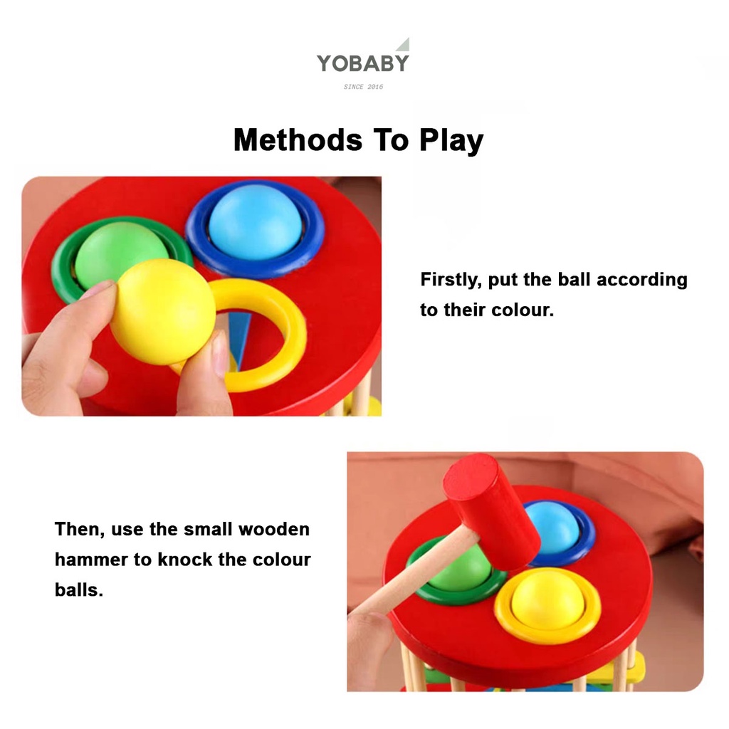 [ READY STOCK ] Kids Educational Montessori Wooden Knocking Ball with ...