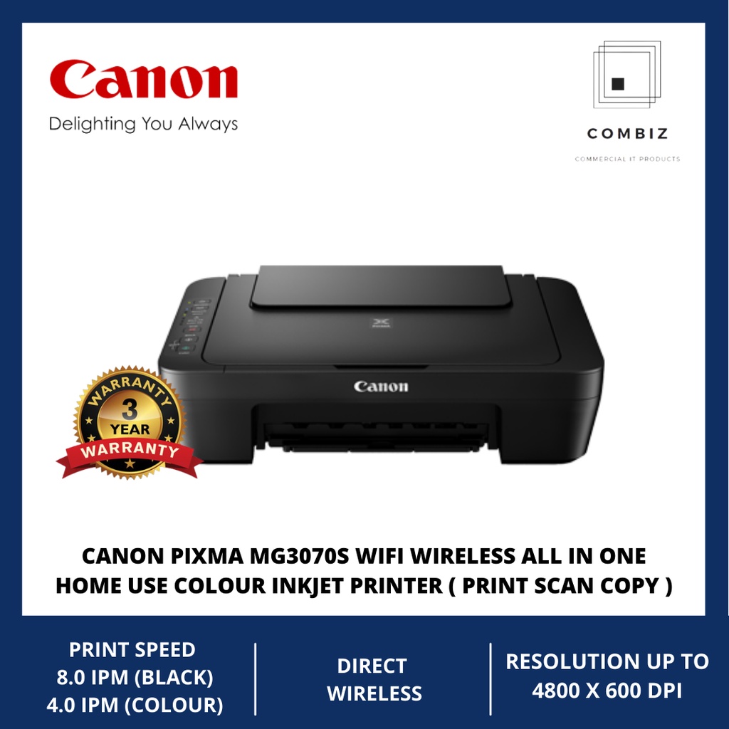 CANON PIXMA MG3070S WIFI WIRELESS ALL IN ONE HOME USE COLOUR INKJET ...