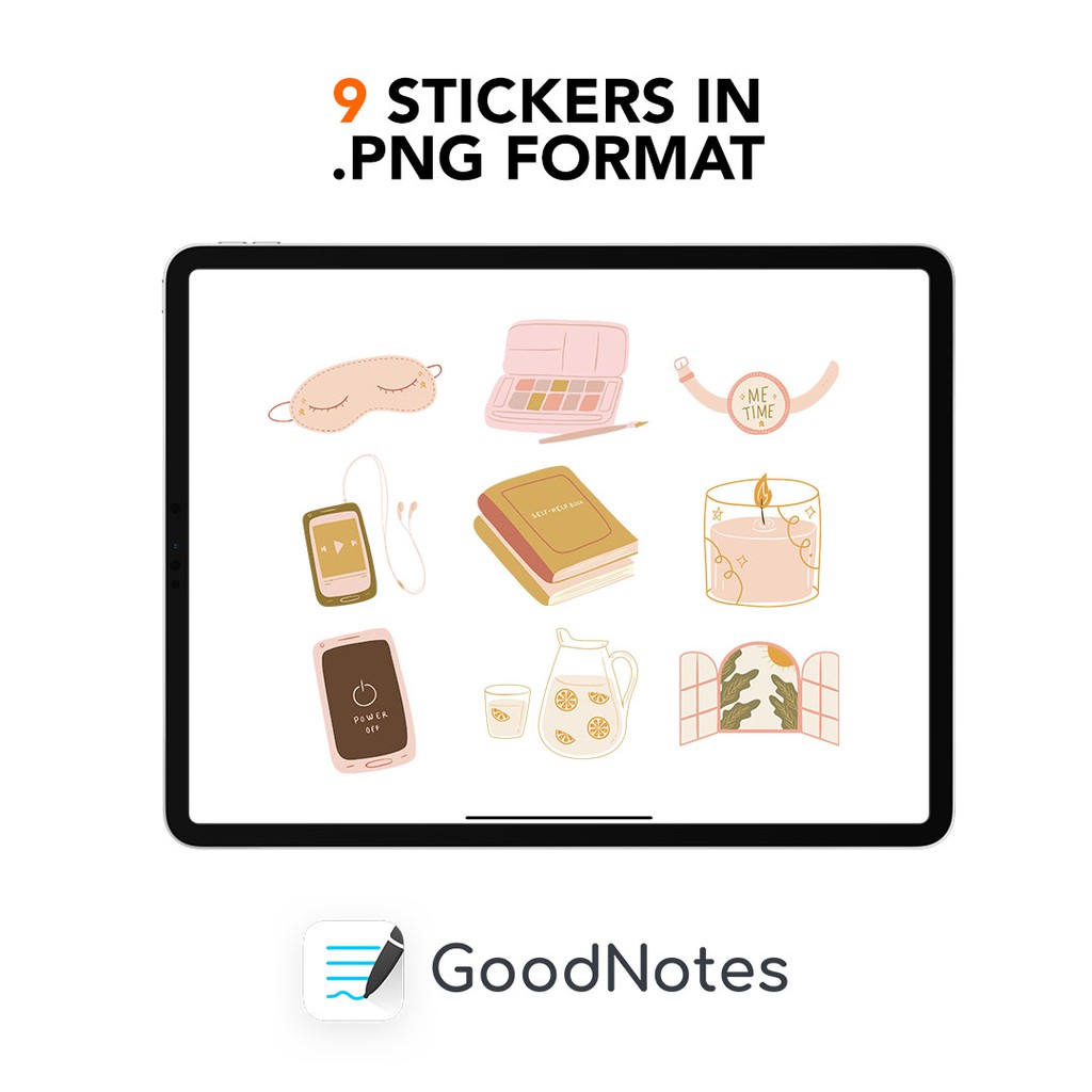 Self Care / Goodnotes / PNG Digital Stickers for any devices /Journal ...