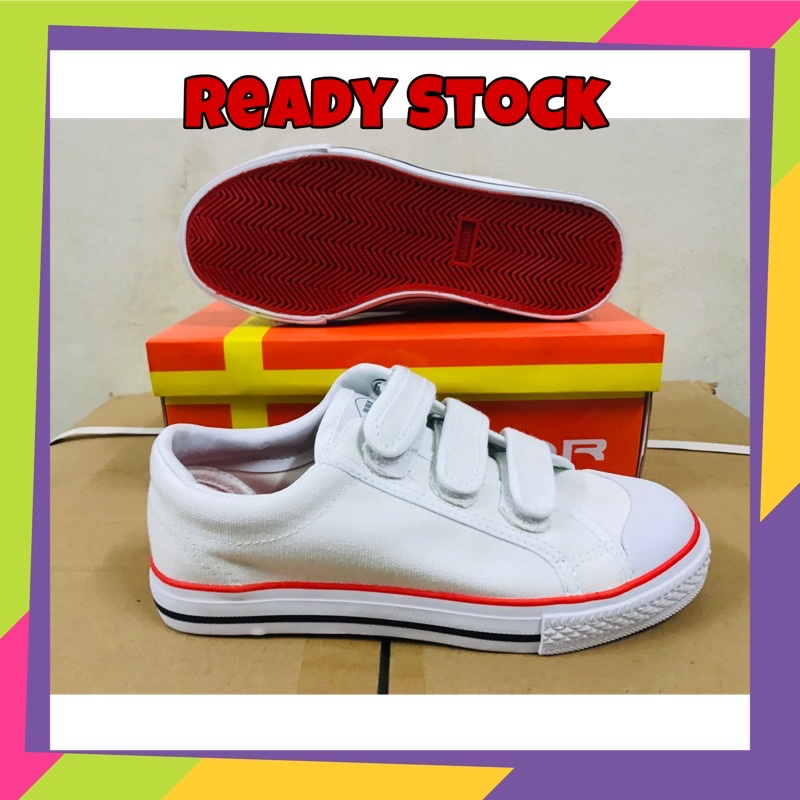 Brand Warrior WR2692 School Shoes Colour White Red Line Shopee Malaysia
