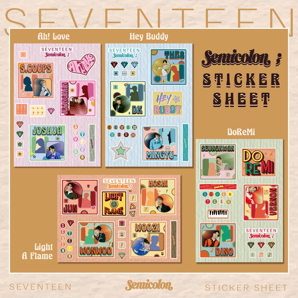 Seventeen Semicolon; Aesthetic Sticker Sheet (2 Sizes) | Shopee Malaysia