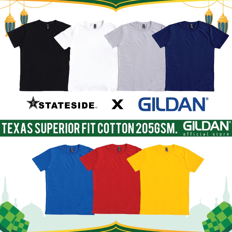Gildan X Stateside Texas Superior Fit Cotton Unisex Adult Cotton Crew Neck T Shirt 205gsm Shopee Malaysia