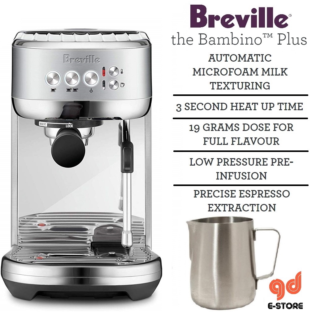Ready Stock] Breville BES500 Bambino Plus Espresso Machine Brushed  Stainless Steel