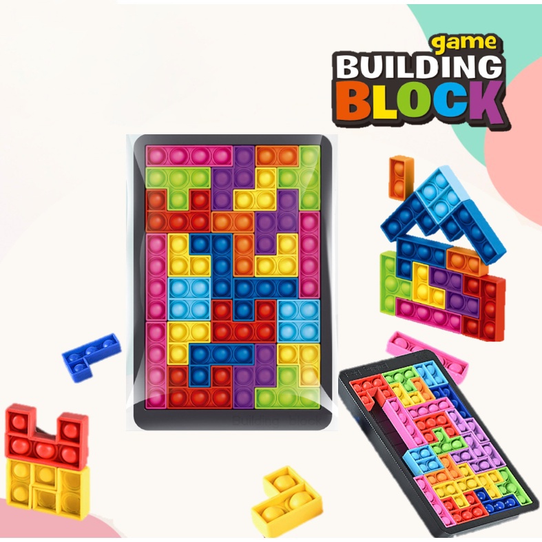 Building Block Pop IT Stress Reliever Bubble Sensory Fidget Toy Tetris