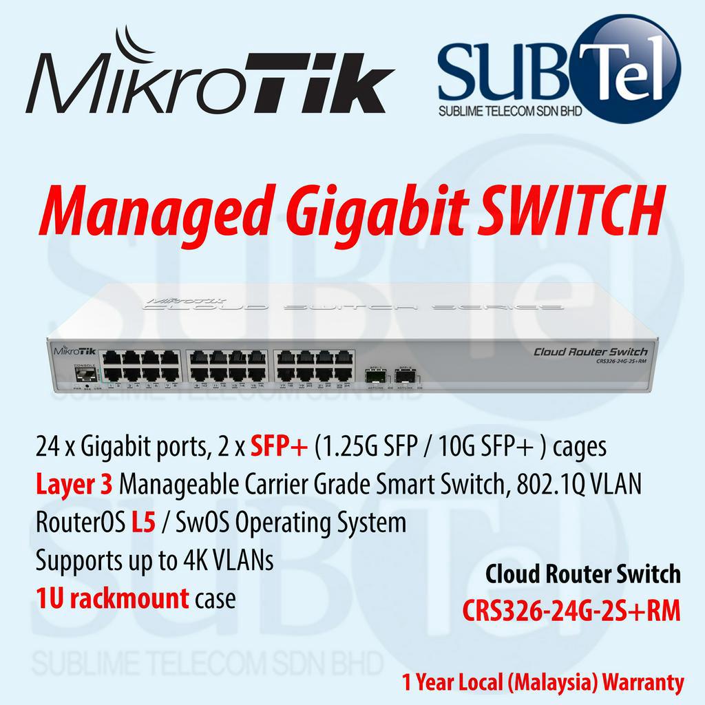Mikrotik CRS32624G2S+RM 24 port L3 Gigabit Router Managed Smart Switch 10G SFP+ CRS RouterOS