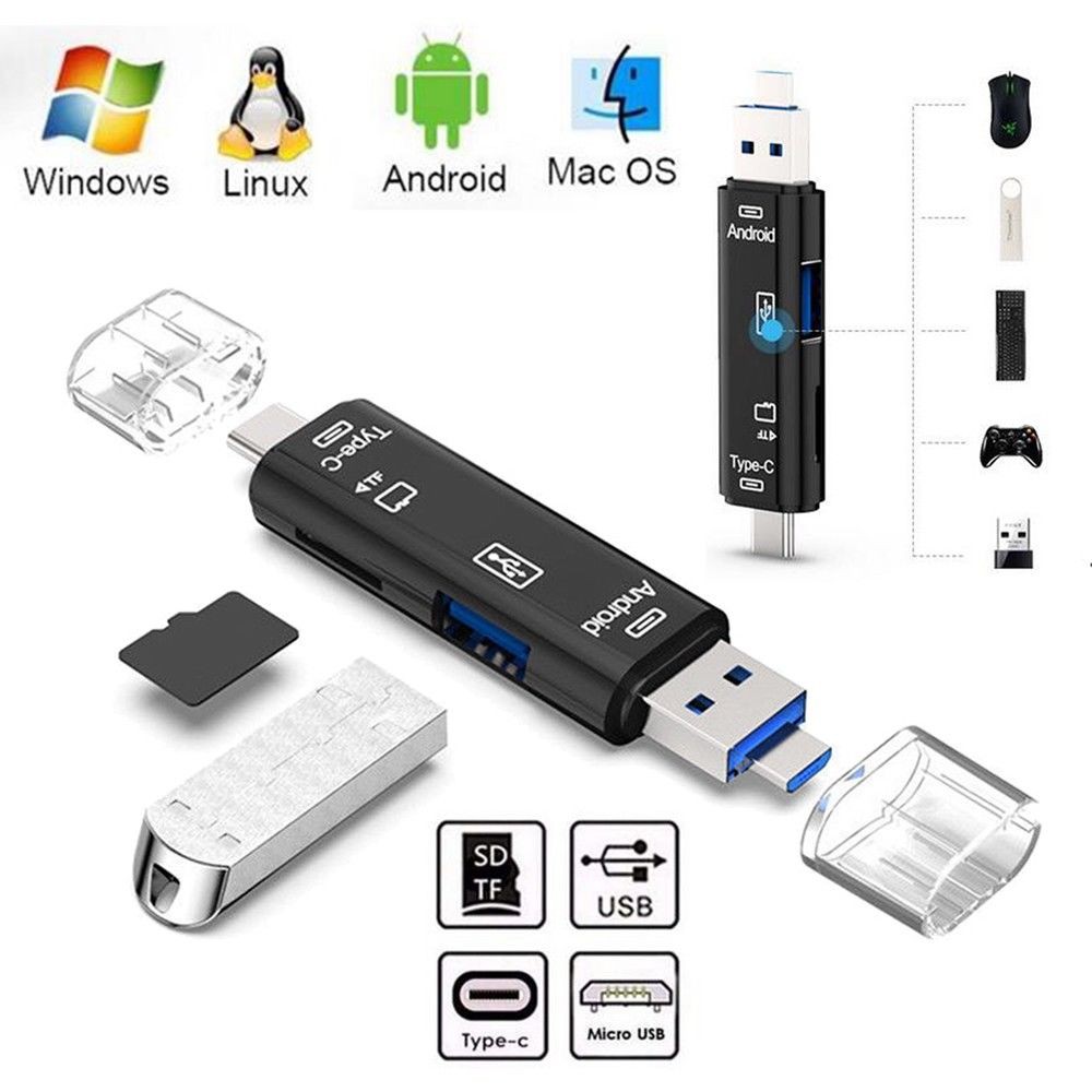 GNS 3-in-1 USB/Type-C/Micro USB OTG Card Reader For SD & Micro SD/TF Cards
