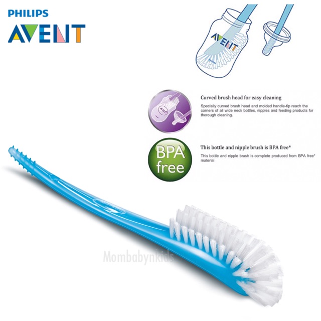 AVENT Bottle Brush - Blue Nipple Teat Baby BPA Free Easy Cleaning