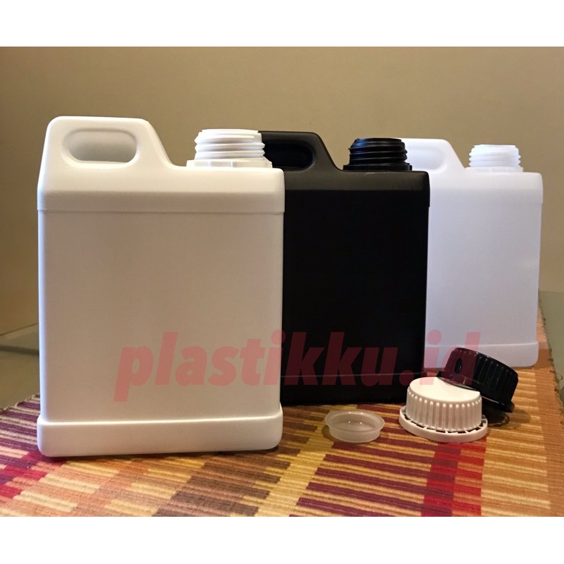 PUTIH HITAM 1000 ml HDPE Plastic Conductor Box Jerry Can Bottle + 1