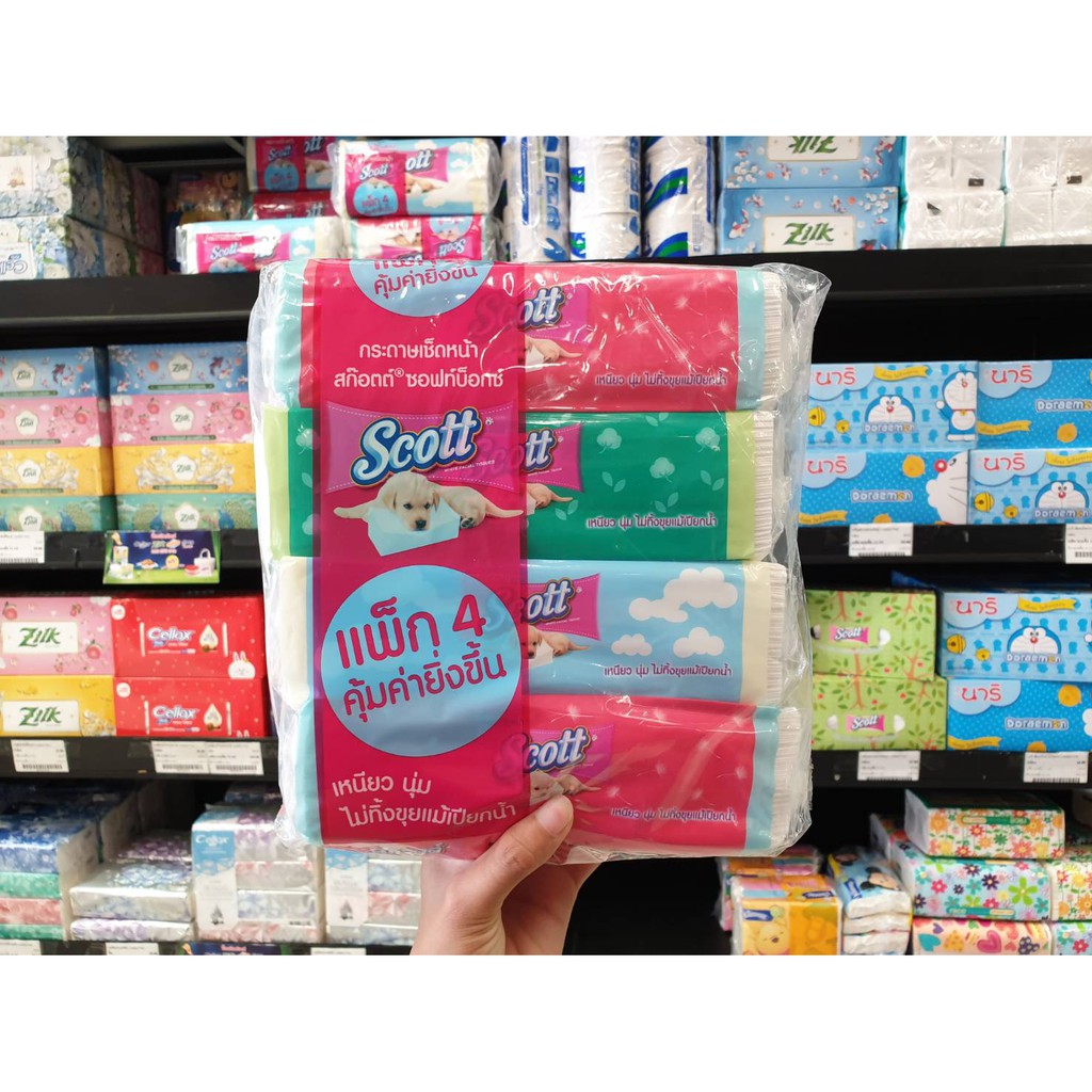 4 Packs Scott Soft Box Facial Tissue 120 Sheets (0153) Softbox White ...