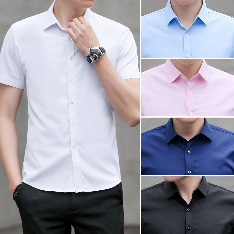 Short Sleeve Shirt Men 2020 Summer New Office Basic Style Men's Oxford ...