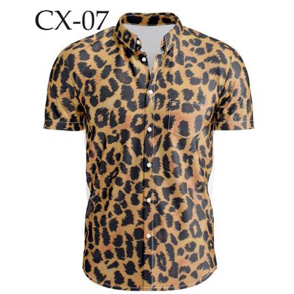 Summer Shirt Men Short Sleeve Nightclub Leopard 3d Printed Social Shirt ...