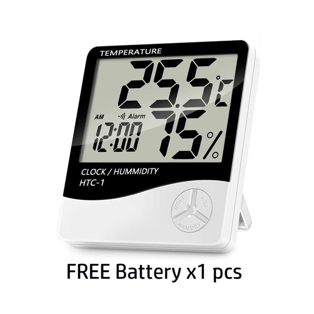 Humidity Meter HTC 1 Digital Hygrometer Temperature and Clock LCD
