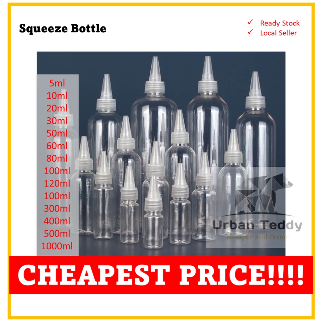 [Ready Stock] Clear Empty Plastic Transparent Refillable Squeeze Bottle