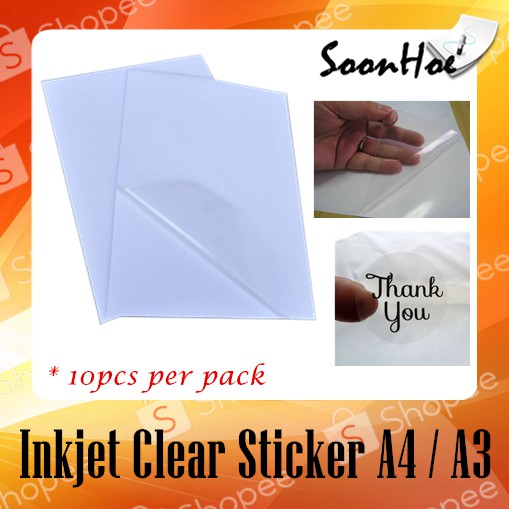 Inkjet Clear Sticker A4/A3 Size (10pcs/pack) | Shopee Malaysia