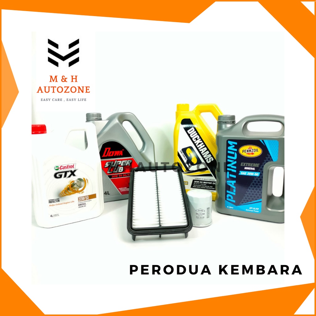 PERODUA KEMBARA ENGINE OIL 20W50 + OIL FILTER + AIR FILTER COMBO SET ...