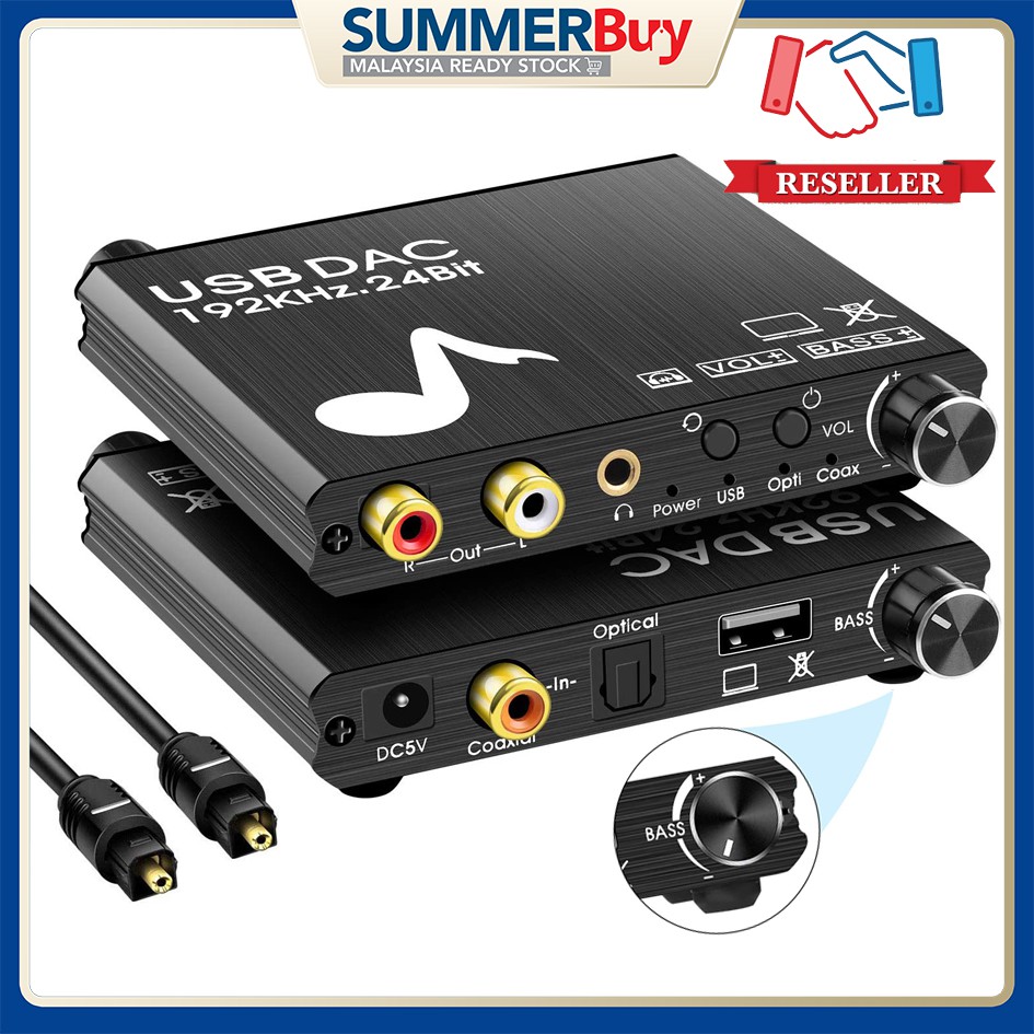 192KHz Laptop USB Input Digital to Analog Audio Converter with Bass and ...