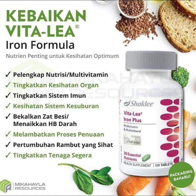 SHAKLEE VITA-LEA IRON FORMULA 120 Tablets (EXP 01 JUN 22) | Shopee Malaysia