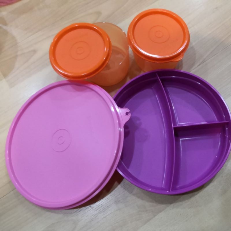 Tupperware Twinkle kid Baby divided lunch box plate 350ml with mini