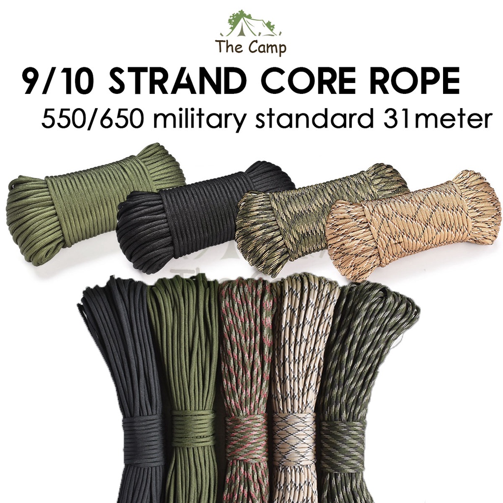650lb 10-Strand Core Paracord, 31m/101ft Parachute Cord, Mil Spec  4mm/0.16in High Strength Polyester Camping Rope, Parachute Cord for Outdoor