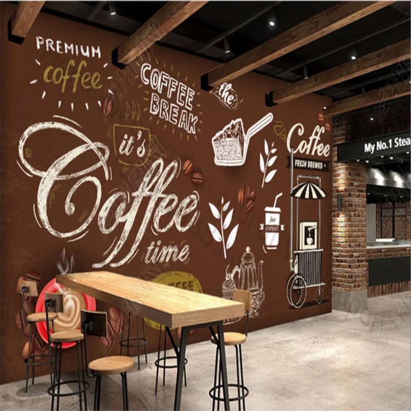 European Retro Coffee Wallpaper for Cafe Restaurant Coffee Shop ...