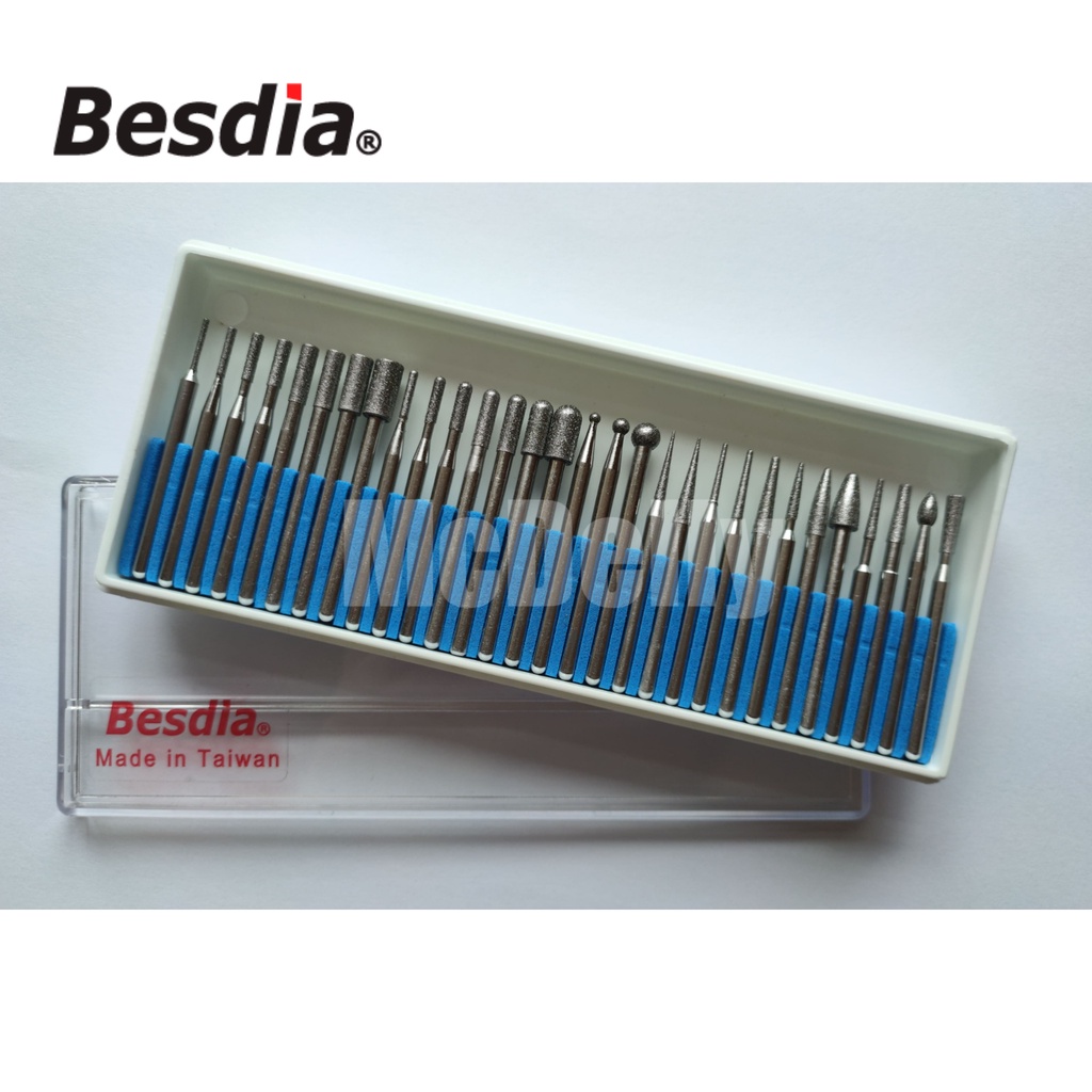 Taiwan BESDIA® BMS30 (ø3.0mm shank) Diamond Mounted Points Assortment set 钻石磨棒ø3.0mm柄综合组装30支组