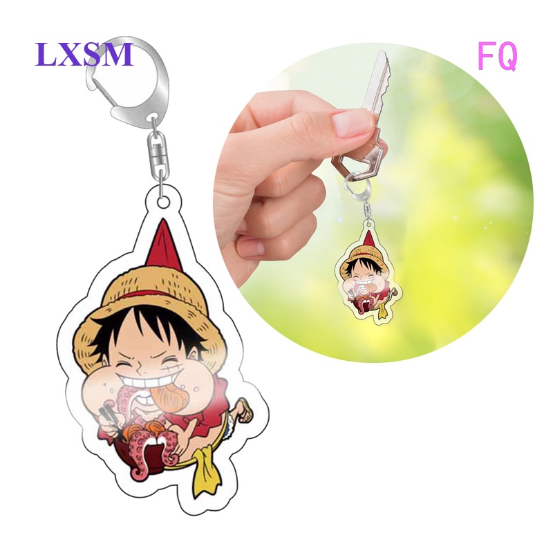 FQ One Piece Anime Rubber Keychain Accessories Kawaii Cartoons Luffy