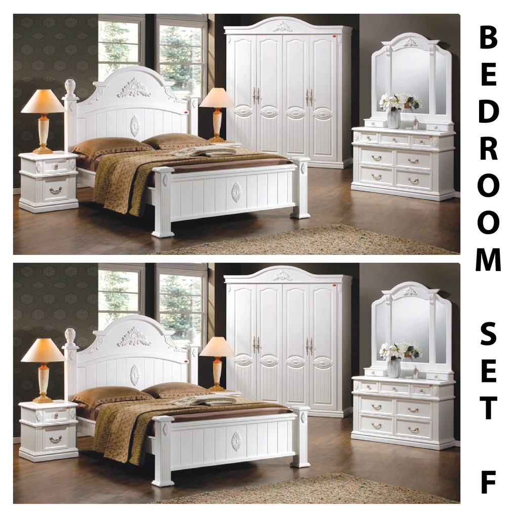 MODERN BEDROOM SET /4 DOORS WARDROBE / BEDFRAME/ DRESSING TABLE/SIDE
