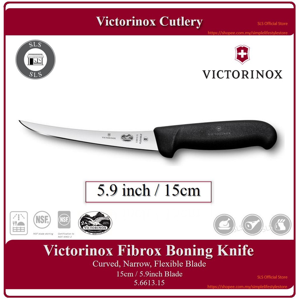 Sls Victorinox Fibrox Boning Knife 15cm 5 9inch Curved Narrow Blade Flexible Blade Pisau