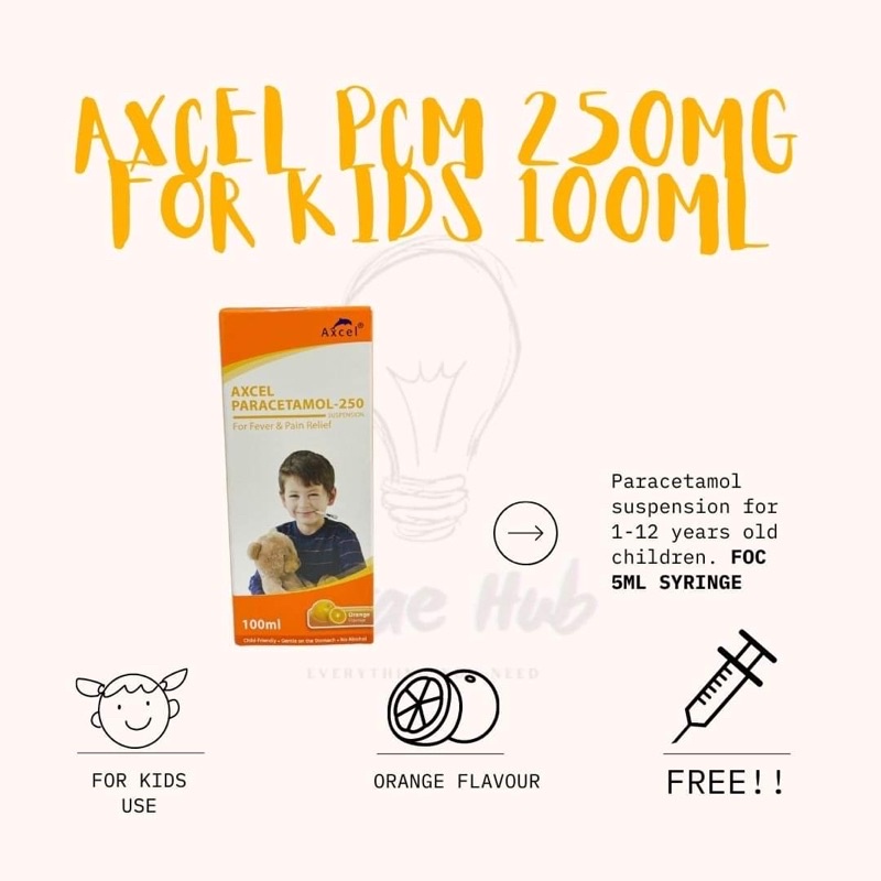 [FREE 5ML SYRINGE] [READY STOCK!] Axcel Paracetamol 250MG Suspension ...