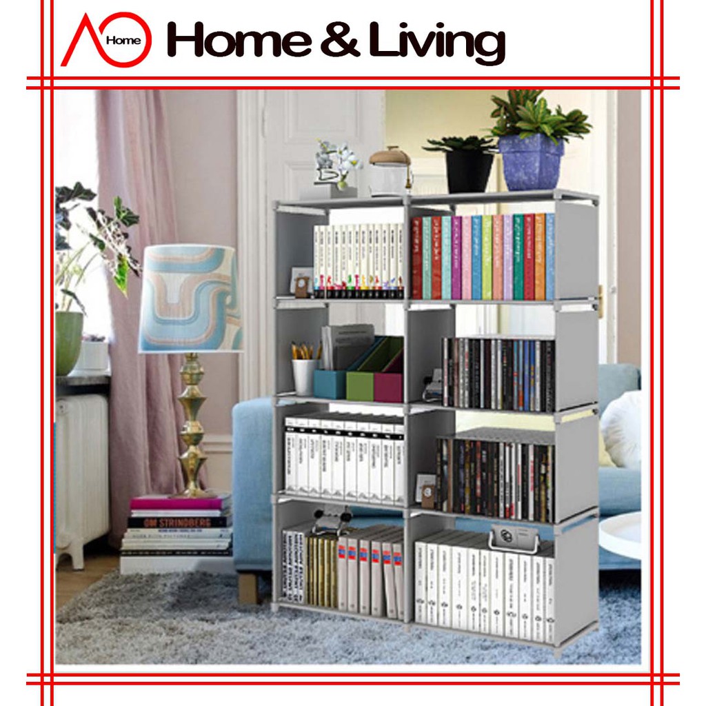 AO Home Korean DIY Book Storage Shelf 5 Tier with 8 Columns Bookcase