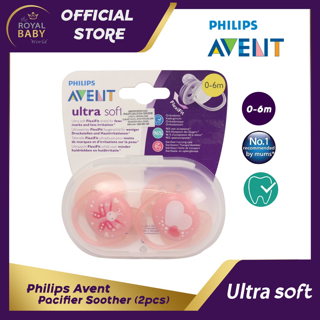 Philips Avent Ultra Soft 2pcs Pacifier Soother (0-6m) | Shopee Malaysia