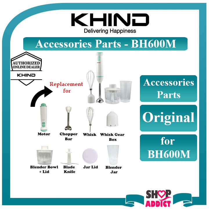 Khind ORIGINAL Accessories for BH600M Hand Blender 3 in 1 Function
