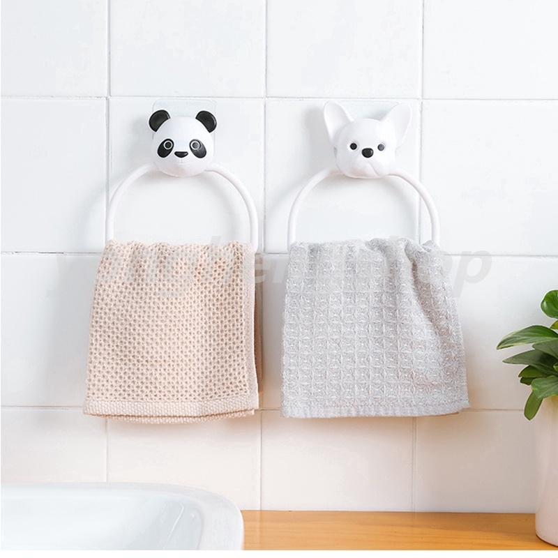 Cute Cartoon Animals Shaped Towel Ring Rack Wall-Mounted Bathroom ...