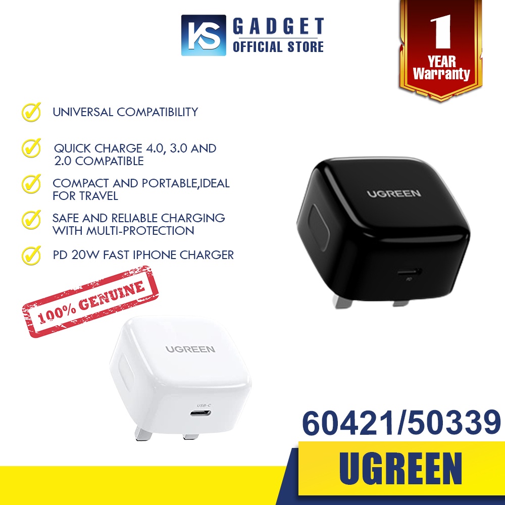 UGREEN 20W/65W PD USB C Charger /PD Charge (White & Black) | Shopee ...