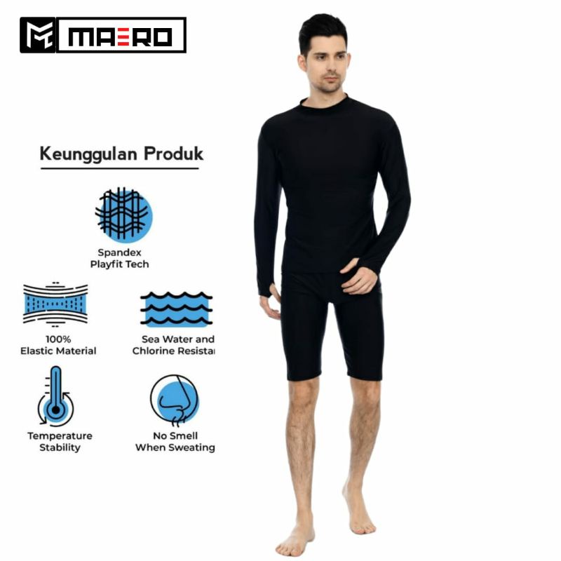 HITAM Swimsuit Multifunction Suit Plain Black unisex Adult Swimsuit ...