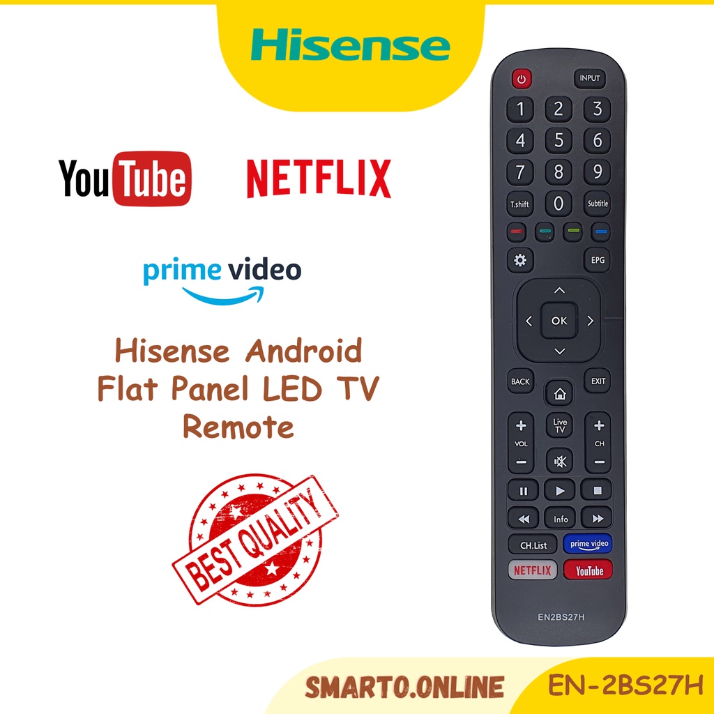 Hisense Android TV Remote Control EN2BS27H Hisense Google Play Netflix