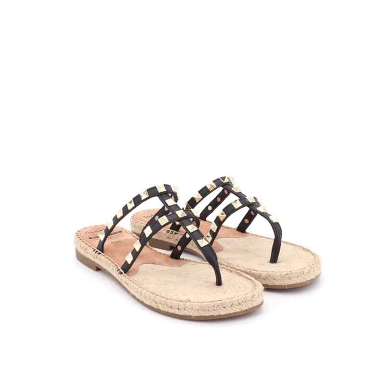 Joy & Mario Women's PU Espadrilles Sandal 01973W - Black | Shopee Malaysia