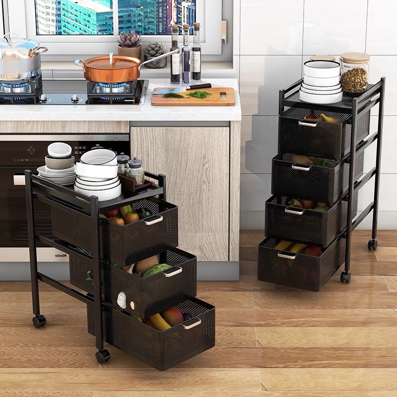 A#126 Kitchen Rack Storage With Wheels Multipurpose Pull Out Drawer ...
